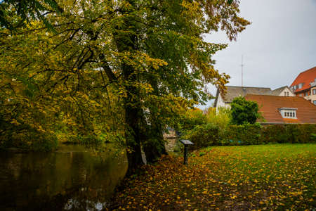 Odense, Denmark: Landscape with beautiful pond in the Park. Odense, Funen islandの写真素材