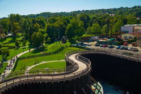 WIELICZKA, POLAND: Graduation tower in Wieliczka, Poland, Europe, near Krakow Salt cooling towerの写真素材