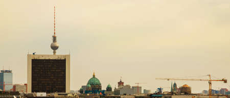 Berlin, Germany: TV tower and the Cathedral in Berlin. Top view of the German capital, the landscape of the Central district of Berlin from the roof of the Bundestag. Berlin, Germanyの写真素材