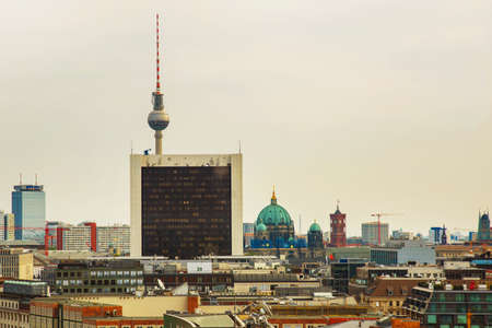 Berlin, Germany: TV tower and the Cathedral in Berlin. Top view of the German capital, the landscape of the Central district of Berlin from the roof of the Bundestag. Berlin, Germanyの写真素材
