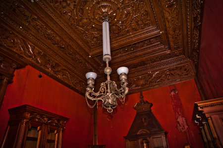 ST.PETERSBURG, RUSSIA - APRIL 2014: beautiful interior old abandoned Brusnitsyn mansion on the Leather line of Vasilievsky island in St. Petersburgのeditorial素材