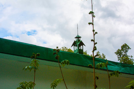PECHORY, PSKOV OBLAST, RUSSIA - AUGUST 8, 2009: view of beautiful buildings and Orthodox churches Ancient Pskov-Pechersky monastery in Pechory, near Pskovのeditorial素材