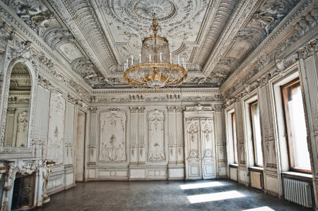ST.PETERSBURG, RUSSIA - APRIL 2014: beautiful interior old abandoned Brusnitsyn mansion on the...
