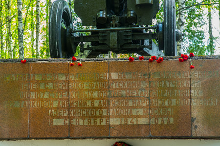YELNYA, SMOLENSK OBLAST, RUSSIA - MAY 9, 2015:tank and monument in memory of the great Patriotic war in Russia in 1941-1945 city of Yelnya in the Smolensk regionのeditorial素材