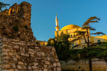 DURRES, ALBANIA: Great Mosque of Durres or Grand Mosque of Durres, Fatih Mosque in Durres town, Albania.の写真素材