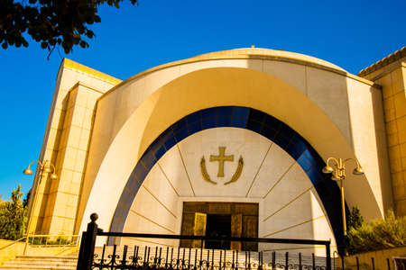 TIRANA, ALBANIA: The Resurrection of Christ Orthodox Cathedral is the largest Orthodox church in Albania. Buildings: cathedral, chapel, bell tower, residence of the Holy Synod, cultural center.の写真素材