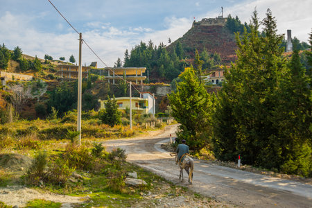 KANINE, ALBANIA: Landscape near the town of Vlora.の写真素材