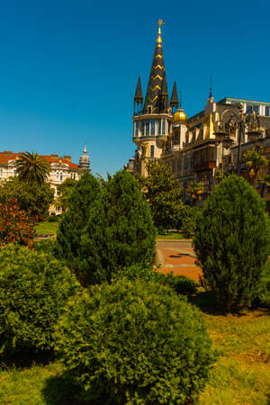 BATUMI, GEORGIA: The Astronomical Clock Tower in Europe Square in the city of Batumi, Adjara region in Georgia.の写真素材