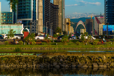 BATUMI, GEORGIA: Black Sea Gate on Abuseridze street in resort city Batumi, Georgia. Landmark on the Alley of Heroes.のeditorial素材