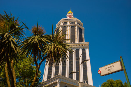 BATUMI, GEORGIA: Facade of 5 star Sheraton Batumi Hotel in the city center on Rustaveli avenue in Batumi, Adjara region of Georgia.のeditorial素材