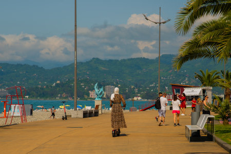 BATUMI, GEORGIA: Seaside promenade in Batumi, Adjara region of Georgia.のeditorial素材
