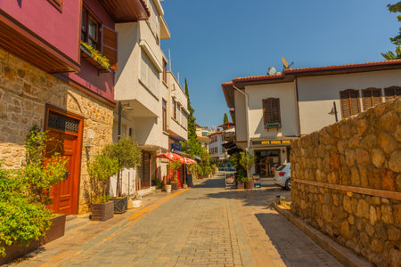 ANTALYA, TURKEY: Houses in the historical distirict Kaleici of Antalya, Turkey. Old town of Antalya is a Hpopular destination among tourists.のeditorial素材
