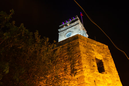 ANTALYA, TURKEY: Clock tower from the citadel in Antalya Turkey.のeditorial素材