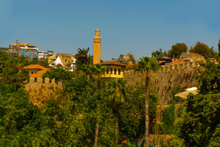 ANTALYA, TURKEY: Yivli Minare Mosque is a Landmark in Antalyas Old town Kaleici, Turkeyのeditorial素材