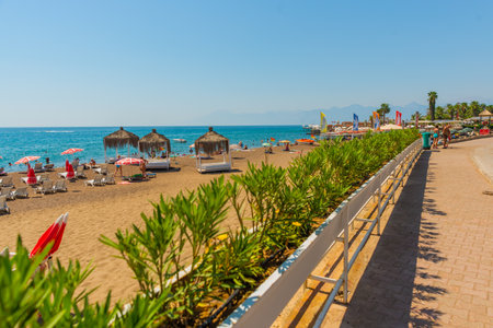 ANTALYA, TURKEY: Beautiful promenade on the Lara beach in Antalya, Turkeyのeditorial素材