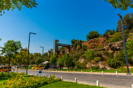 ANTALYA, TURKEY: The road to Konyaalti beach in summer in Antalya, Turkey.のeditorial素材