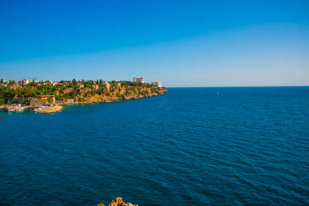 ANTALYA, TURKEY: Beautiful Top view of the sea and the city from Ataturk Park on a sunny summer day in Antalya, Turkey.の写真素材