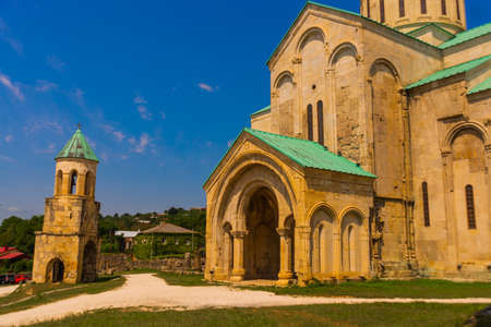 KUTAISI, GEORGIA: Landscape with a view of the old Orthodox Cathedral of Bagrati on a sunny summer...