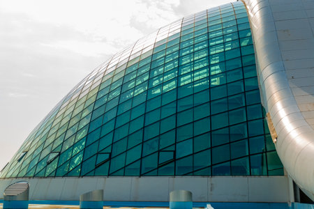 KUTAISI, GEORGIA: Modern Georgian Parliament building in Kutaisi on a sunny summer day.のeditorial素材