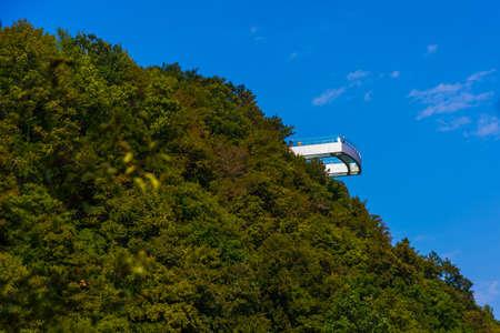 SATAPLIA, KUTAISI, IMERETI, GEORGIA: View to glass bottomed observation platform with clear floor at...