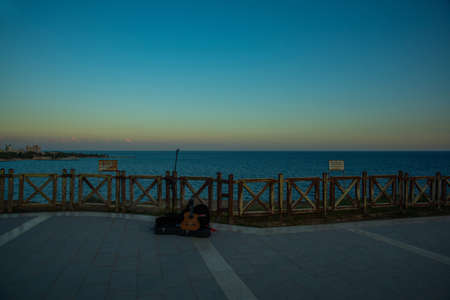 ANTALYA, TURKEY: Beautiful park near Waterfall Duden on an evening summer day in Antalya.の写真素材