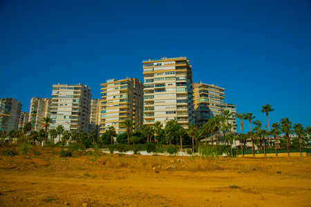 ANTALYA, TURKEY: Modern buildings in the Turkish city of Antalya on a sunny summer day. Antalya is Turkey's biggest international sea resort located on Turkish Riviera.のeditorial素材