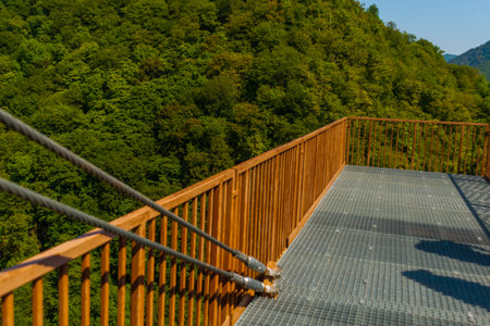 OKATSE CANYON, IMERETI, GEORGIA: Beautiful scenic landscape near the bridge in Okatse Canyon on a sunny summer day.のeditorial素材