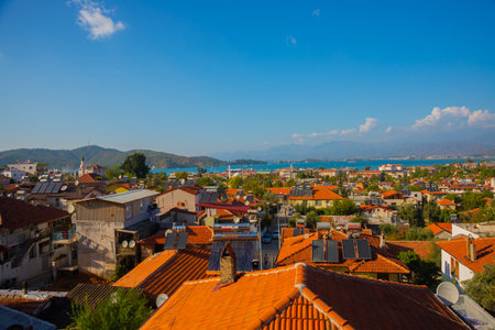 FETHIYE, TURKEY: Aerial view to the bay of Fethiye, Turkeyのeditorial素材