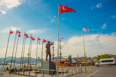 MARMARIS, MUGLA, TURKEY: Mustafa Kemal Ataturk monument in the center of Marmaris city in Turkey.のeditorial素材