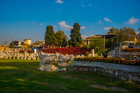 IZMIR, TURKEY: Ancient ruins of the Agora, archaeological excavations in Izmir on a sunny day.のeditorial素材