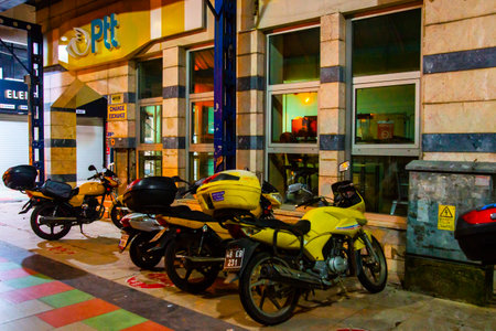 MARMARIS, MUGLA, TURKEY: Post office in Marmaris at night near the Grand Bazaarのeditorial素材