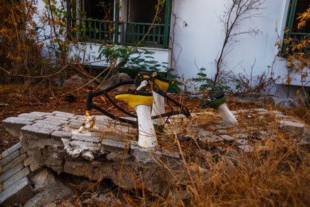CAMYUVA, KEMER, TURKEY: Abandoned Sea Resort buildings of an old hotel Holiday Area Eco Dream Club Sea Resort near the beach in the village of Camyuva.のeditorial素材