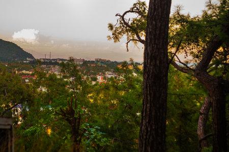 CAMYUVA, KEMER, TURKEY: Beautiful view of the village of Camyuva in the evening, near Kemer, Antalya province.の写真素材