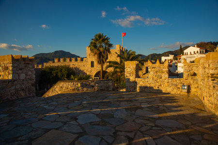 MARMARIS, MUGLA, TURKEY: The old stone Fortress of Marmaris on a sunny day.のeditorial素材
