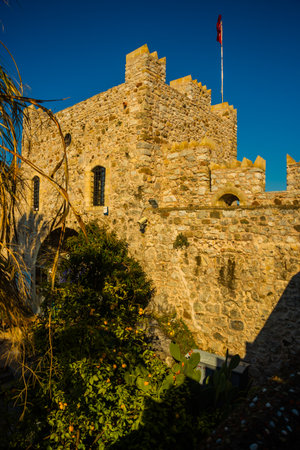 MARMARIS, MUGLA, TURKEY: The old stone Fortress of Marmaris on a sunny day.のeditorial素材