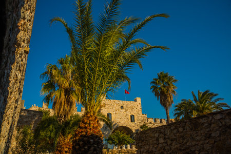 MARMARIS, MUGLA, TURKEY: The old stone Fortress of Marmaris on a sunny day.のeditorial素材