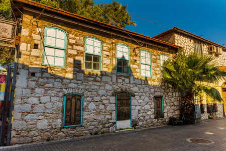 MARMARIS, MUGLA, TURKEY: Tourist street with cafes and restaurants in the center of the Old Town in Marmarisのeditorial素材