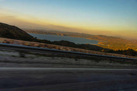 DATCA, MUGLA, TURKEY: Beautiful Evening landscape with a view of the road and mountains.