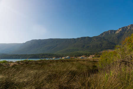 AKYAKA, MUGLA, TURKEY: Seascape at a popular Turkish resort in the village Akyaka, Mugla provinceの写真素材