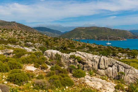 BOZBURUN, MUGLA, TURKEY: Beautiful seascape in Bozburun village on a sunny day