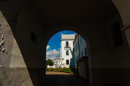 MINSK, BELARUS: Famous Landmark - Old Minsk City Hall on Freedom Square Hall In Sunny Spring Evening Day. Town Hallのeditorial素材