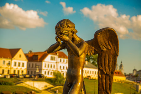 MINSK, BELARUS: Monument of crying angel. Memorial Island of Courage and Sorrow, Island of Tearsのeditorial素材