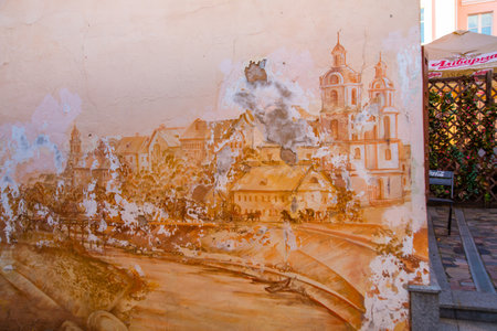 MINSK, BELARUS: Trinity suburb, or Trinity Mountain. In the Middle Ages, the old town of Minsk with a shopping area was located on the territory of the suburb.のeditorial素材