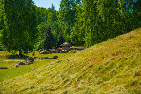 Minsk, Belarus: Geological park-museum of boulders in Minsk, Belarus.のeditorial素材