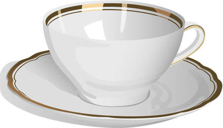 The vector image porcelain circles and saucer on a white background.のイラスト素材