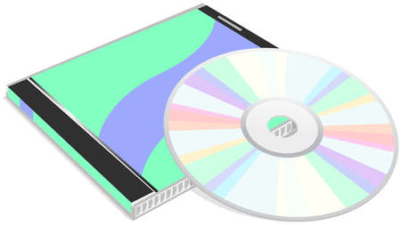 The vector image of CD of a disk with a box for storage.のイラスト素材