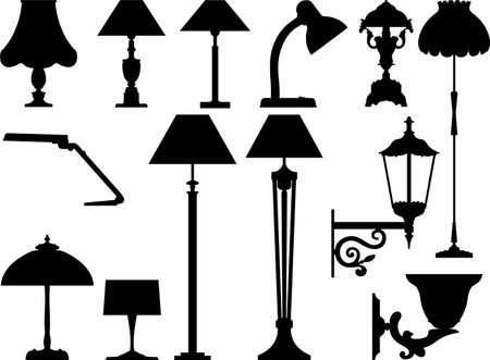 Vector icons of lighting devices in it is black white color.のイラスト素材