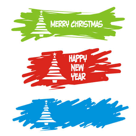 Set of christmas banners with christmas treeのイラスト素材