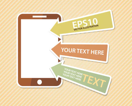 Mobile phone with blank screen and three arrowsのイラスト素材