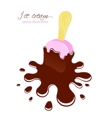Falling ice cream  Vector illustration のイラスト素材